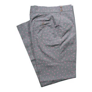 Mens 34 Gurkha Pants Gray Pink Floral Cotton Flat Front Straight Fit Trousers